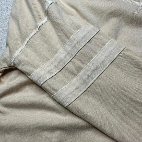 Free People: Varsity Stripe Neutral Yellow Tan VNeck Oversized Sweatshirt - Picture 6 of 7